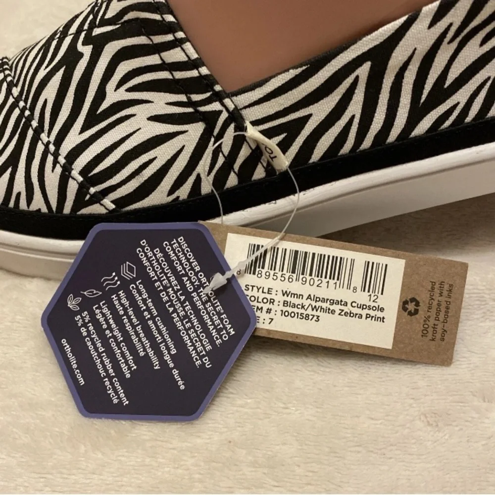 Toms Black and White Zebra Print Sneakers